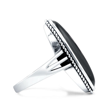 Oval New Design Statement Fashion Oxidized Simulated Black Onyx Solid 925 Sterling Silver